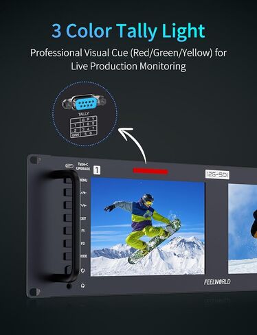 FEELWORLD FRM701G Dual 7 Inch 3RU 12G SDI Rackmount Monitor with 3D LUT Waveform IPS 1920x1200 Resolution 12G SDI HDMI Input Output for Live Production Studio Filmmaking in Kuwait