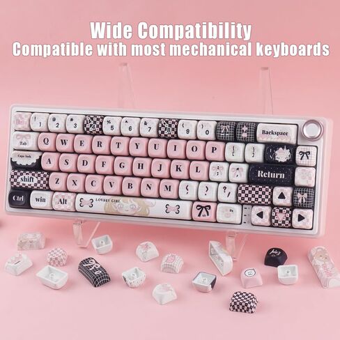 Sunzit PBT Keycaps-Plaid Girl MOA Keycap، 132 مفتاحًا أغطية مفاتيح لوحة المفاتيح المخصصة 60 65 75 100 بالمائة، غطاء مفاتيح التسامي الصبغي، مجموعة أغطية مفاتيح للوحة المفاتيح الميكانيكية MX Switches in Kuwait