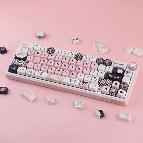Sunzit PBT Keycaps-Plaid Girl MOA Keycap، 132 مفتاحًا أغطية مفاتيح لوحة المفاتيح المخصصة 60 65 75 100 بالمائة، غطاء مفاتيح التسامي الصبغي، مجموعة أغطية مفاتيح للوحة المفاتيح الميكانيكية MX Switches in Kuwait