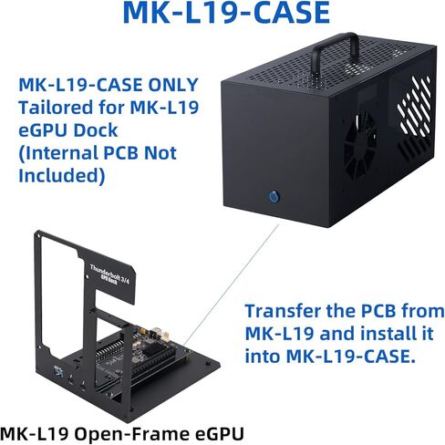 External GPU Enclosure for MK-L19 eGPU, Aluminum & Iron & Acrylic Chassis Only (No PCB/Motherboard Included), Only Compatible with MK-L19 Motherboard in Kuwait
