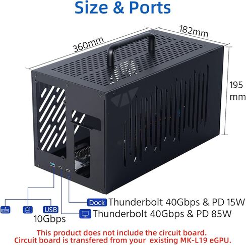 External GPU Enclosure for MK-L19 eGPU, Aluminum & Iron & Acrylic Chassis Only (No PCB/Motherboard Included), Only Compatible with MK-L19 Motherboard in Kuwait