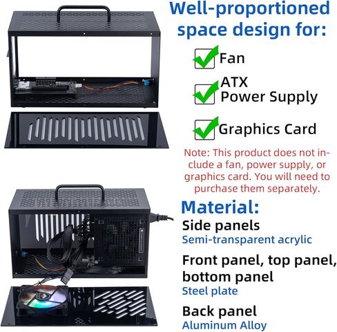 External GPU Enclosure for MK-L19 eGPU, Aluminum & Iron & Acrylic Chassis Only (No PCB/Motherboard Included), Only Compatible with MK-L19 Motherboard in Kuwait