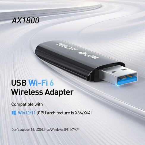 AX1800 USB3.0 WiFi 6 Adapter for Desktop PC, The Wireless Network Transceiver Adapter for Desktop PC with 2.4G/5G Dual-Band, OFDMA, MU-MIMO, WPA3, Travel Size, Supports Windows 11/10 in Kuwait