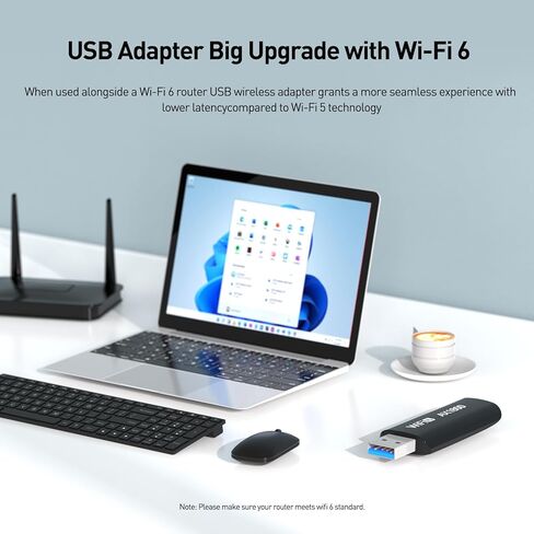 AX1800 USB3.0 WiFi 6 Adapter for Desktop PC, The Wireless Network Transceiver Adapter for Desktop PC with 2.4G/5G Dual-Band, OFDMA, MU-MIMO, WPA3, Travel Size, Supports Windows 11/10 in Kuwait