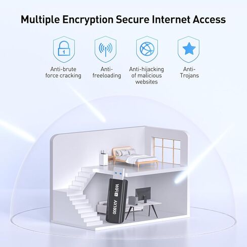 AX1800 USB3.0 WiFi 6 Adapter for Desktop PC, The Wireless Network Transceiver Adapter for Desktop PC with 2.4G/5G Dual-Band, OFDMA, MU-MIMO, WPA3, Travel Size, Supports Windows 11/10 in Kuwait