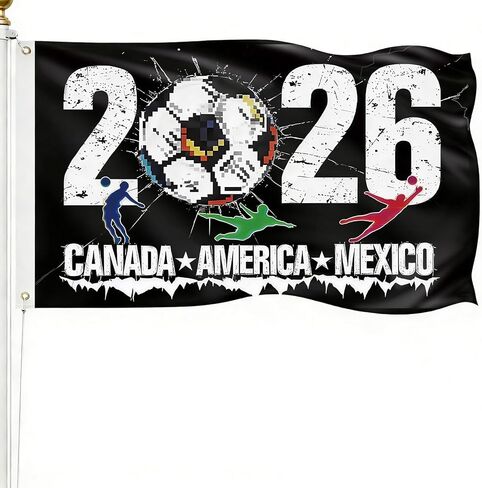 World Cup Flag 2026 American Canada Mexico Football Supporters Banner, 5×3FT World Cup Flags 2026 for Outdoor Terrace Decoration and Fan Gathering Events, Great Soccer Fans Gifts in Saudi Arabia