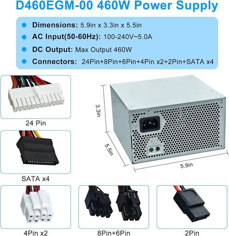 ترقية D460EGM-00 D460AM-03 AC460AM-01 0FFD6 460W مزود طاقة HU460AM-01 PSU متوافق مع Dell Precision 3630 T3630 5680 T3640 T3650 Alien-Ware Aurora R7 R6 R5،DPS-460DB-18 A in Kuwait
