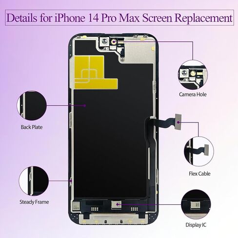 لشاشة iPhone 14 Pro Max البديلة 6.7 بوصة LCD شاشة رقمية تعمل باللمس ثلاثية الأبعاد لـ A2894 A2651 A2893 A2896 A2895 مع أدوات إصلاح + ختم مقاوم للماء + زجاج مقسى in Kuwait