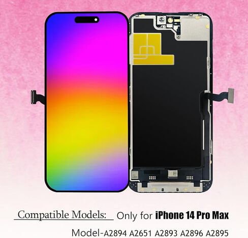 لشاشة iPhone 14 Pro Max البديلة 6.7 بوصة LCD شاشة رقمية تعمل باللمس ثلاثية الأبعاد لـ A2894 A2651 A2893 A2896 A2895 مع أدوات إصلاح + ختم مقاوم للماء + زجاج مقسى in Kuwait