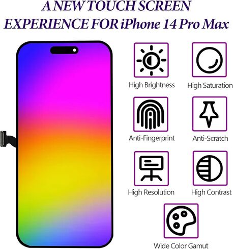لشاشة iPhone 14 Pro Max البديلة 6.7 بوصة LCD شاشة رقمية تعمل باللمس ثلاثية الأبعاد لـ A2894 A2651 A2893 A2896 A2895 مع أدوات إصلاح + ختم مقاوم للماء + زجاج مقسى in Kuwait