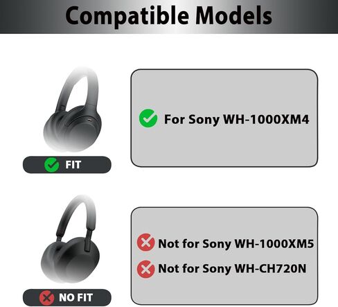 Adhiper XM4 Replacement Ear Pads & Headband Accessories for Sony WH-1000XM4(WH1000XM4) Headphones, Soft Protein Leather Earpads & Headband Cushion Pad Cover Features a Snap-on Design - Black in Kuwait