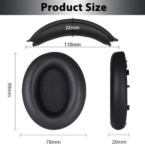 Adhiper XM4 Replacement Ear Pads & Headband Accessories for Sony WH-1000XM4(WH1000XM4) Headphones, Soft Protein Leather Earpads & Headband Cushion Pad Cover Features a Snap-on Design - Black in Kuwait