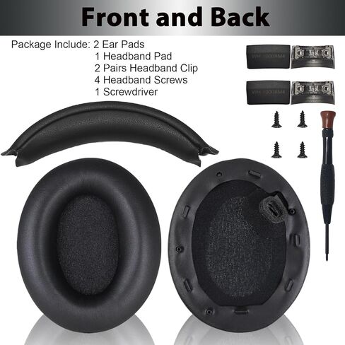 Adhiper XM4 Replacement Ear Pads & Headband Accessories for Sony WH-1000XM4(WH1000XM4) Headphones, Soft Protein Leather Earpads & Headband Cushion Pad Cover Features a Snap-on Design - Black in Kuwait