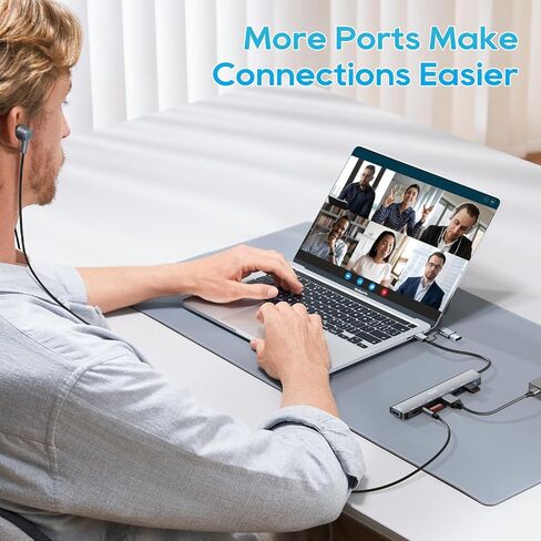 USB HUB USB C HUB, TSUPY 8-in-1 USB 3.0 HUB Multiport Adapter USB A&C Splitter with 4 USB Ports,1*USB C Ports,TF/SD Card Reader Audio Output Compatible with MacBook Pro Air and PC/Laptop/Phone/Tablet in Kuwait