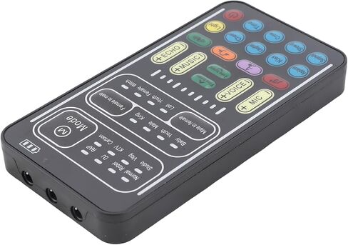 8 Voice Changes Handheld Voice Changer with 8 Sound Effects, Colorful LED Lights, Portable Sound Card for Game Anchor Recording Computer with Mini Card (English Version) in Kuwait