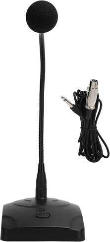 ciciglow Capacitive Gooseneck Desktop Microphone with Adjustable Metal Hose, Wired Conference Microphone for Karaoke, 3-pin XLR Base Interface, 5m Audio Cable, Suitable for Voice Recording in Kuwait
