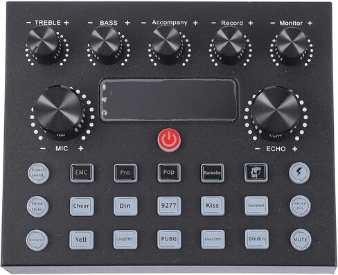 External Sound Card with Voice Changer and Dj Mixer for Live Streaming and Podcasting, Portable Computer Audio Mixer with Colorful LED Effects, Compatible with Mobile Phones in Kuwait