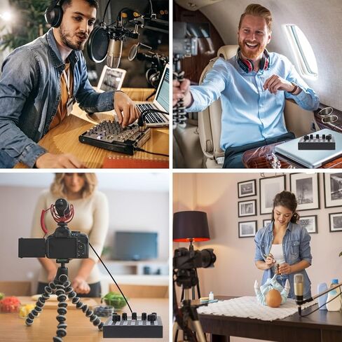 External Sound Card with Voice Changer and Dj Mixer for Live Streaming and Podcasting, Portable Computer Audio Mixer with Colorful LED Effects, Compatible with Mobile Phones in Kuwait