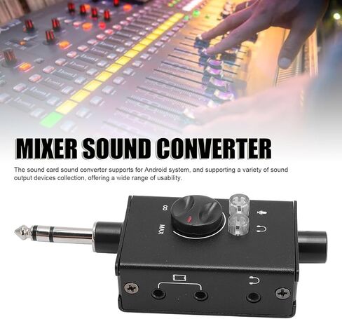 Mobile Phone Sound Converter, 6.35MM Interface PC Sound Card Mixer with Headphone Monitoring and Volume Control, for Live Streaming Karaoke Recording in Kuwait