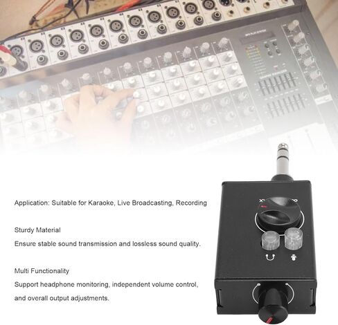 Mobile Phone Sound Converter, 6.35MM Interface PC Sound Card Mixer with Headphone Monitoring and Volume Control, for Live Streaming Karaoke Recording in Kuwait