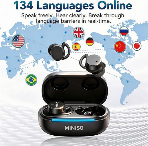 MINISO MS217 Translation Earbuds Real Time, 2026 New AI 135 Language Translator Earbuds, Audifonos Traductores Inglés Español, Translate Ear Buds for Travel Learning in Kuwait