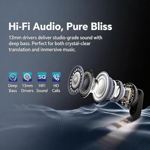 MINISO MS217 Translation Earbuds Real Time, 2026 New AI 135 Language Translator Earbuds, Audifonos Traductores Inglés Español, Translate Ear Buds for Travel Learning in Kuwait