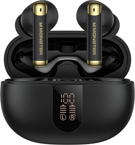Monster N-Lite 211 Wireless Earbuds， Bluetooth 6.0 Stereo Headphones with Noise-Cancelling Mic and LED Display, Built-in Mic for Clear Calls, Waterproof Design for Sports in Kuwait