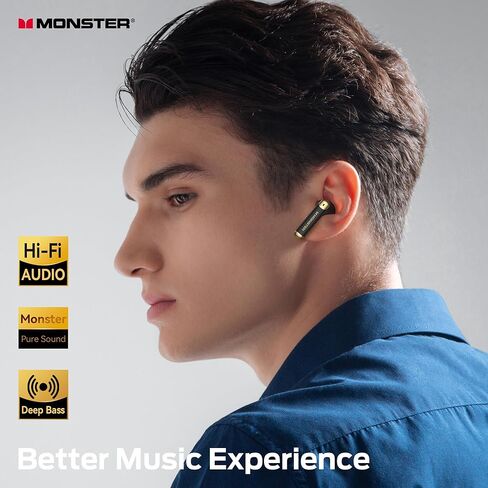 Monster N-Lite 211 Wireless Earbuds， Bluetooth 6.0 Stereo Headphones with Noise-Cancelling Mic and LED Display, Built-in Mic for Clear Calls, Waterproof Design for Sports in Kuwait