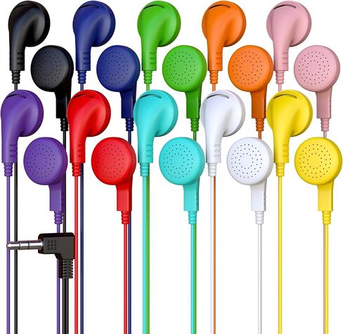 10 Pack Bulk Wired Earphones, In Ear Earbud Headphones with 3.5mm Jack, 4ft Tangle Free Cable, Comfortable Fit, Affordable and Cost Effective, Ideal for School Classroom Testing Students, Mix in Kuwait