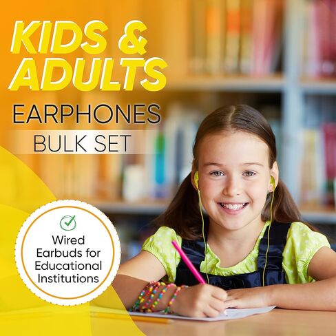 10 Pack Bulk Wired Earphones, In Ear Earbud Headphones with 3.5mm Jack, 4ft Tangle Free Cable, Comfortable Fit, Affordable and Cost Effective, Ideal for School Classroom Testing Students, Mix in Kuwait