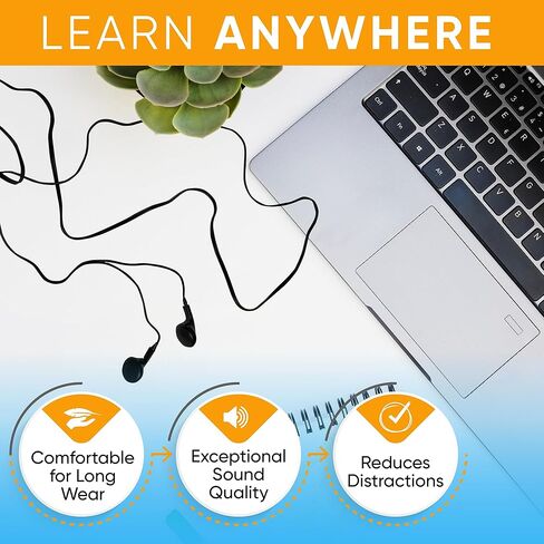 10 Pack Bulk Wired Earphones, In Ear Earbud Headphones with 3.5mm Jack, 4ft Tangle Free Cable, Comfortable Fit, Affordable and Cost Effective, Ideal for School Classroom Testing Students, Mix in Kuwait