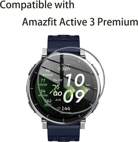 3 Pack Tempered Glass Screen Protectors Compatible with Amazfit Active 3 Premium,1.3 Inch Anti Scratch, Bubble Free, 9H Hardness in Kuwait