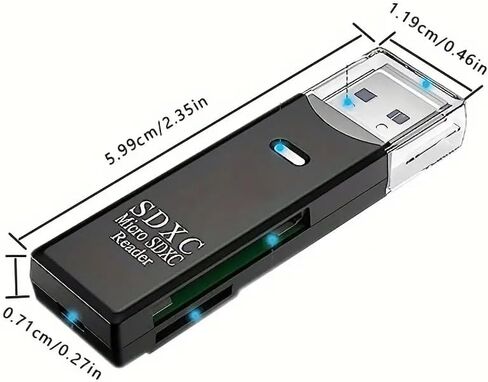 1Pc 2-in-1 USB 3.0 Card Reader, 5Gbps High-Speed Adapter for SD/MMC/RS-MMC/UHS-I Cards, PVC, Compatible with PC and Camera Storage, Micro Sd Card to USB Adapter in Kuwait