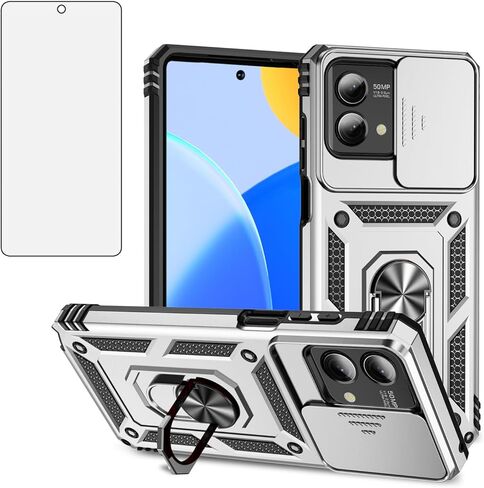 Asuwish Phone Case for Motorola Moto G Stylus 5G 2023 with Slide Camera Cover Tempered Glass Screen Protector Ring Holder Stand Rugged Slim Cell Protective GStylus G5 XT2317DL XT2315-5 Women White in Kuwait