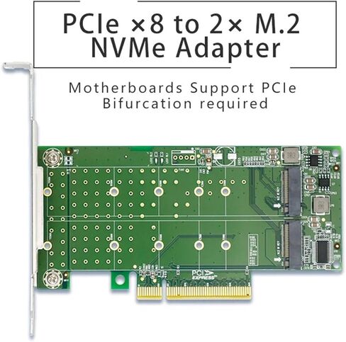 بطاقة توسيع محول PCIe X8 إلى "Dual M.2 M Key NVMe" يحتاج BIOS للوحة الأم إلى ضبط تشعب PCIe. in Kuwait