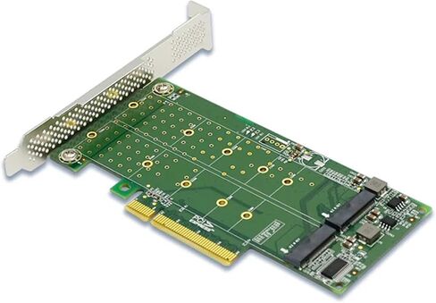 بطاقة توسيع محول PCIe X8 إلى "Dual M.2 M Key NVMe" يحتاج BIOS للوحة الأم إلى ضبط تشعب PCIe. in Kuwait