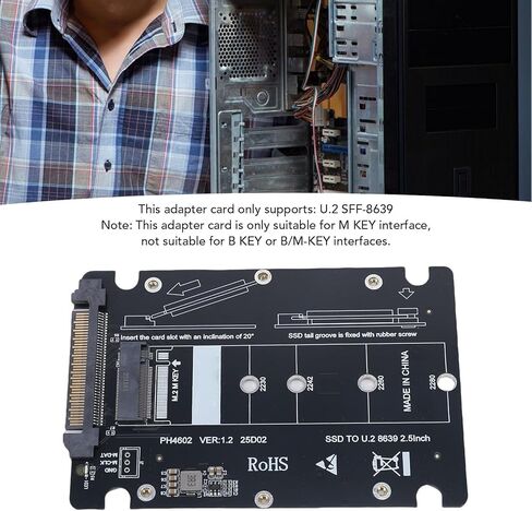 LICAEVEY M.2 to U.2 SSD Adapter, M Key NVMe to U. SFF 8639 Adapter with 64Gbps PCIe 4.0 X4 Support, for 2230 2242 2260 2280 SSD Form Factors in Kuwait
