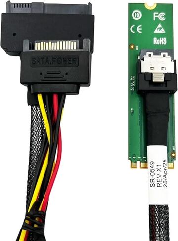 محول M.2 PCIe 5.0 إلى MCIO X4 (2280) -XIC 24MC مع كابل MCIO إلى U.2 (0.7 متر) in Kuwait