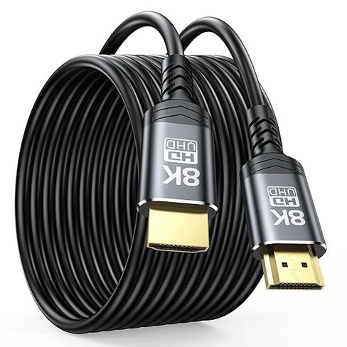كابل HDMI طويل 8K بطول 15 قدمًا، كابل HDMI 2.1 بطول 15 قدمًا بسرعة 48 جيجابت في الثانية سلك HDMI عالي السرعة [مصنف CL3 داخل الجدار، 8K@60 هرتز، 4K@120 هرتز، HDCP 2.2&2.3، Dynamic HDR، eARC] للتلفزيون عالي الدقة، الشاشة، بلو راي، PS5/4، الكمبيوتر الشخصي in Kuwait
