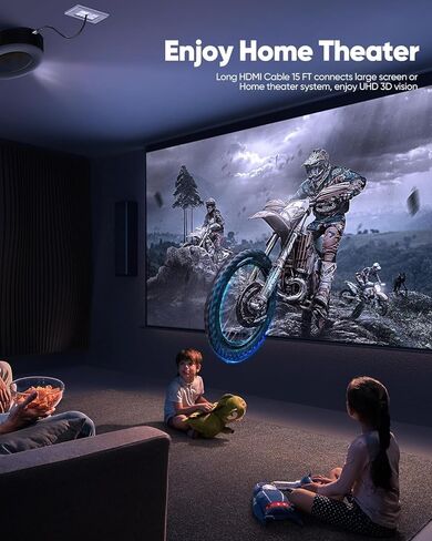 كابل HDMI طويل 8K بطول 15 قدمًا، كابل HDMI 2.1 بطول 15 قدمًا بسرعة 48 جيجابت في الثانية سلك HDMI عالي السرعة [مصنف CL3 داخل الجدار، 8K@60 هرتز، 4K@120 هرتز، HDCP 2.2&2.3، Dynamic HDR، eARC] للتلفزيون عالي الدقة، الشاشة، بلو راي، PS5/4، الكمبيوتر الشخصي in Kuwait