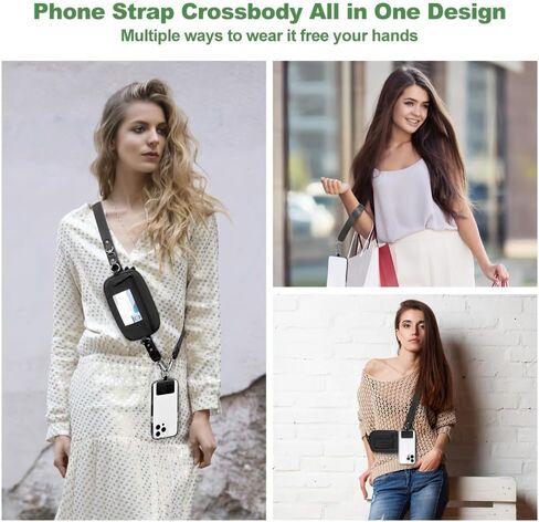 Clip and Go Strap for Phone with Wallet Crossbody Phone Lanyard Adjustable and Detachable RFID Wristlet Wallet in Kuwait