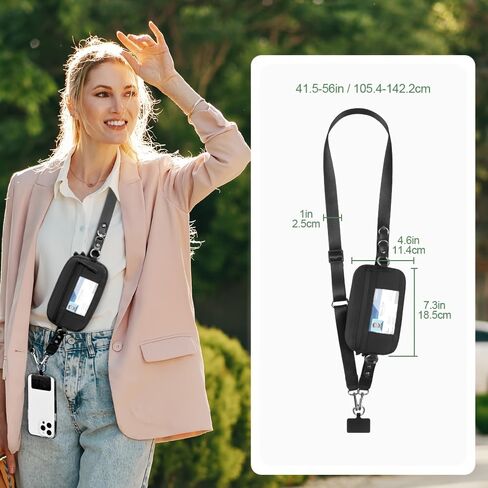 Clip and Go Strap for Phone with Wallet Crossbody Phone Lanyard Adjustable and Detachable RFID Wristlet Wallet in Kuwait