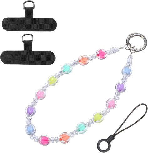 Andibro Colorful Beaded Phone Wrist Strap Lanyard, 7 Color CellPhone Lanyard with Tether Tab Hands-Free Wrist Strap for Phone Case Keychain Bag Charm Women's Gift in Kuwait