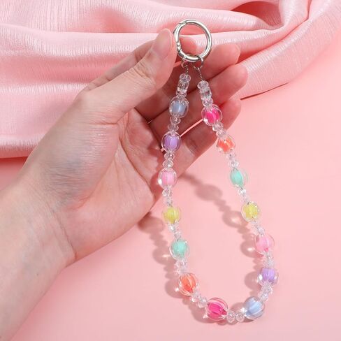 Andibro Colorful Beaded Phone Wrist Strap Lanyard, 7 Color CellPhone Lanyard with Tether Tab Hands-Free Wrist Strap for Phone Case Keychain Bag Charm Women's Gift in Kuwait