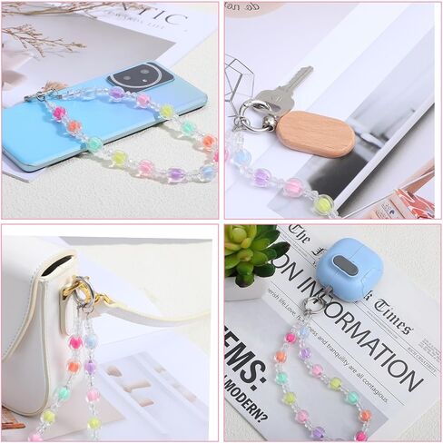 Andibro Colorful Beaded Phone Wrist Strap Lanyard, 7 Color CellPhone Lanyard with Tether Tab Hands-Free Wrist Strap for Phone Case Keychain Bag Charm Women's Gift in Kuwait