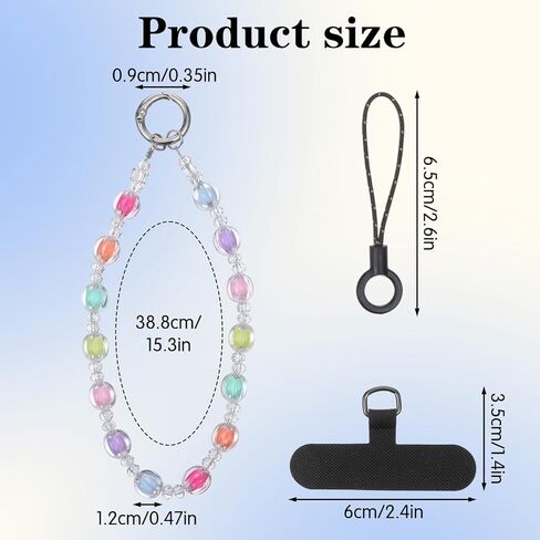 Andibro Colorful Beaded Phone Wrist Strap Lanyard, 7 Color CellPhone Lanyard with Tether Tab Hands-Free Wrist Strap for Phone Case Keychain Bag Charm Women's Gift in Kuwait