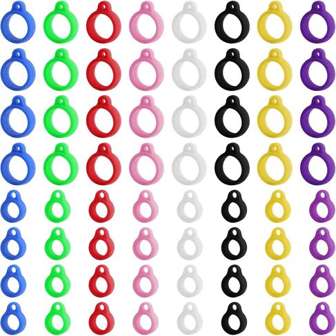 64PCS Anti-Lost Silicone Rubber Rings 8mm 13mm Rubber Lanyard Holder Band Replacement Lanyard Accessories Adjustable Lostproof O Rings Supplies for Pens Device Keychains or Daily Sport Use in Kuwait