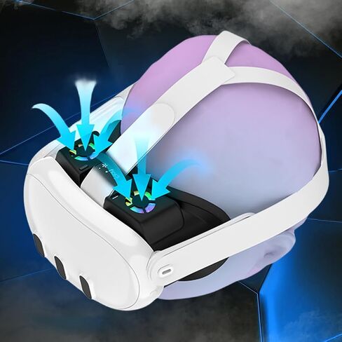 VR Cooling Fan Facial Interface & Face Cover, Rechargeable Radiator with RGB Light, Anti‑Leakage Nose Pad for Meta Quest 3 Accessories in Kuwait