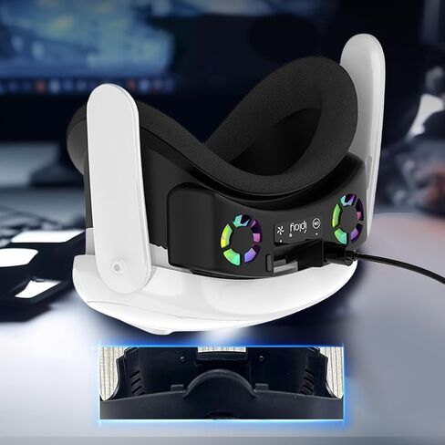 VR Cooling Fan Facial Interface & Face Cover, Rechargeable Radiator with RGB Light, Anti‑Leakage Nose Pad for Meta Quest 3 Accessories in Kuwait