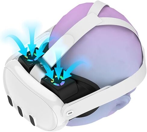 VR Cooling Fan Facial Interface & Face Cover, Rechargeable Radiator with RGB Light, Anti‑Leakage Nose Pad for Meta Quest 3 Accessories in Kuwait